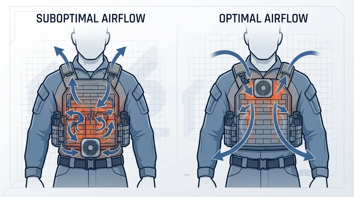 how to position a fan under body armor